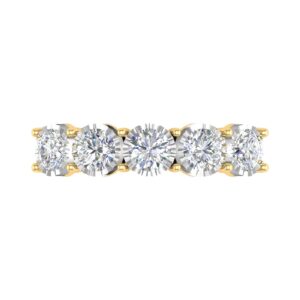 1 Carat 5-Stone Diamond Wedding Band Ring in 14K Yellow Gold (Ring Size 7) - IGI Certified