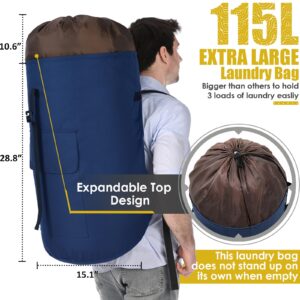 Laundry Bag Backpack Extra Large, 115L Laundry Backpack with Padded Shoulder Strap, Sturdy Travel Laundry Bag, Hanging laundry bag for College Dorm, Apartment, Laundry Backpack Bag