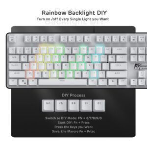 RK ROYAL KLUDGE RK920 Full Size Mechanical Keyboard, Rainbow Backlit Gaming Keyboard, 104 Keys Wired Mechanical Keyboard with Number Pad, Quite Red Switch