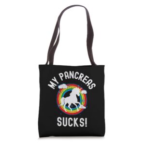 my pancreas sucks! funny type one diabetes diabetic gift tote bag