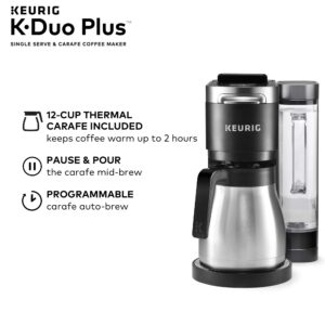 Keurig K-Duo Plus Coffee Maker, Single Serve and 12-Cup Carafe Drip Coffee Brewer, Black + Starbucks K-Cup Coffee Pods — Blonde, Medium & Dark Roast Variety — 1 Box (40 Pods Total)