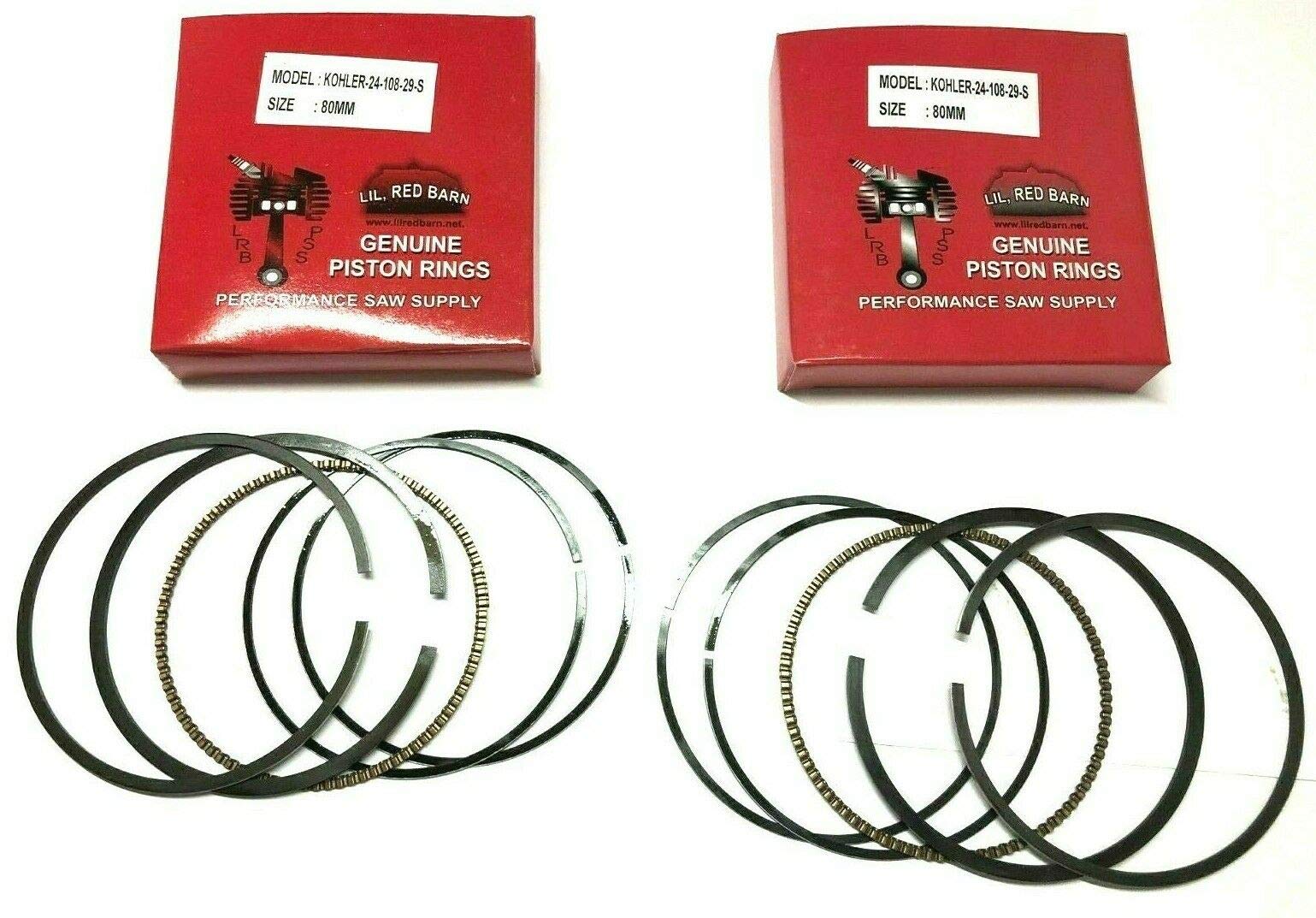 Lil Red Barn 2 Sets of Piston Rings Replaces Kohler 24-108-08-s, 24-108-08, 2410808, 24-108-18, 24-108-18-s, 2410818 80mm Standard Bore, 1.5mm Rings, Style A