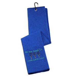 G2TUP Tennis Towel with Hook Tennis Sport Theme Gift All You Need Is Love Novelty Gift for Tennis Player (All You Need Is Love)