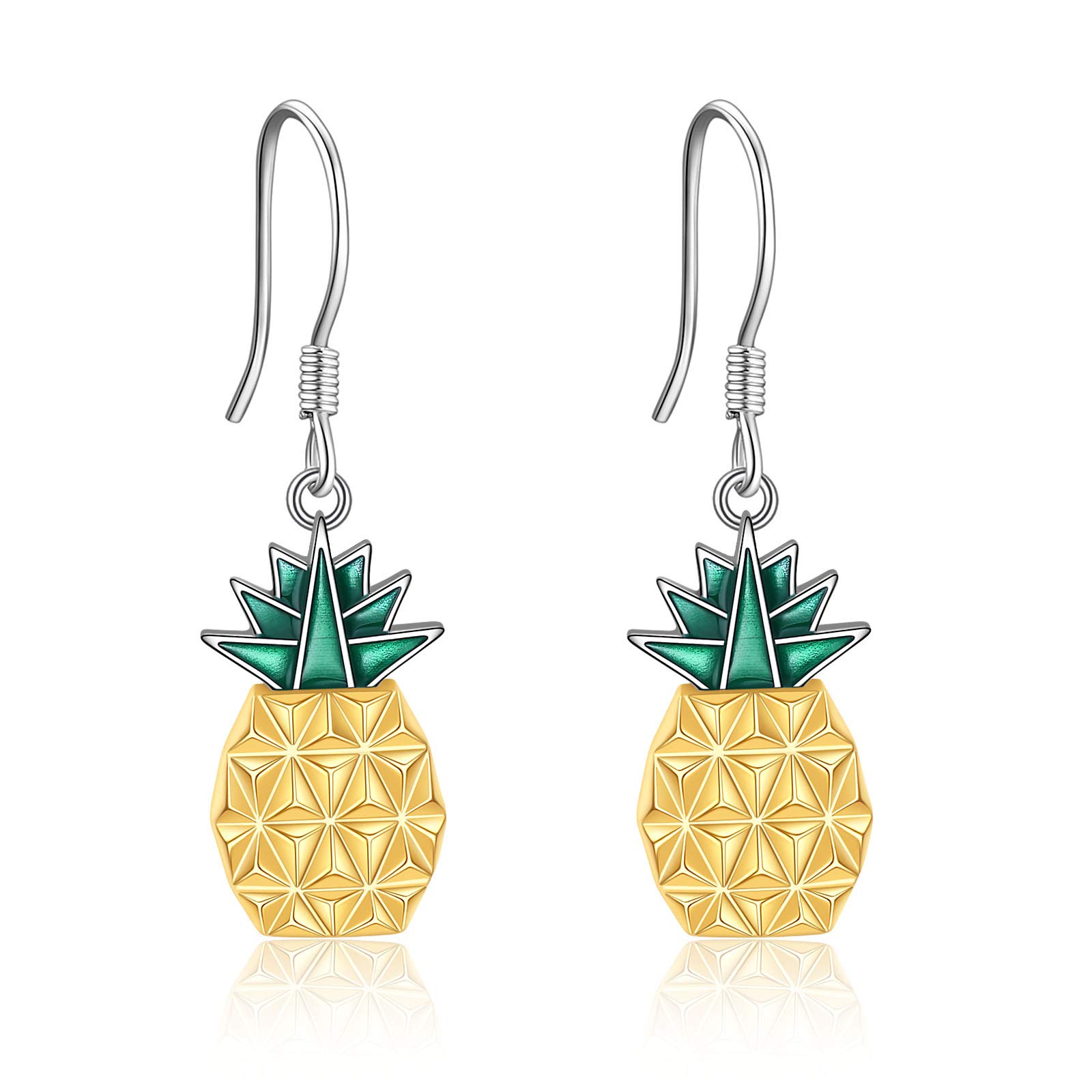 POPLYKE Origami Pineapple Earrings for Women Sterling Silver Pineapple Dangle Earrings Jewelry Gifts