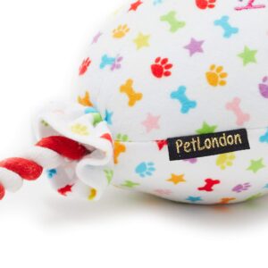 Pet London Birthday Balloon Dog Toy - Celebrate Your Dog's Happy Birthday - Plush colourful Rainbow Confetti Pattern Dog Party Gift-Perfect Pup Special Day Present-UK Designer Brand-BDAY or Adoption