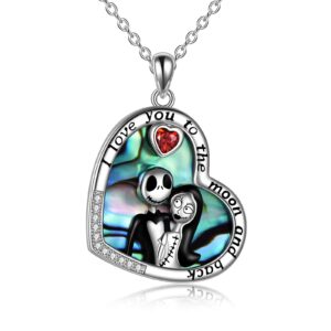 onefinity jack and sally jewelry sterling silver nightmare abalone shell heart necklace i love you to the moon and back jewelry before christmas gifts for women her