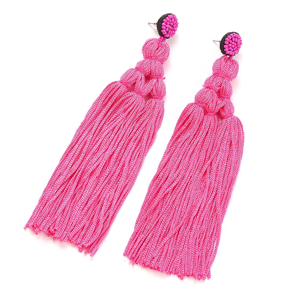 long tassel earrings (Hot Pink E)