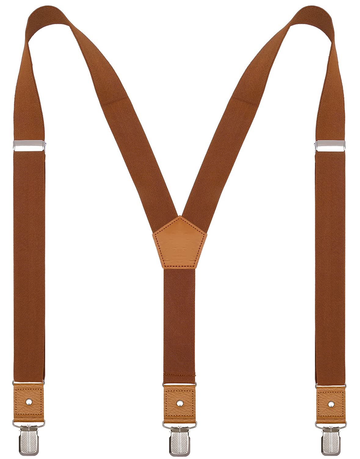 ZXEROYM Suspenders for Men Adjustable Y Back Elastic with Strong Clips Brown