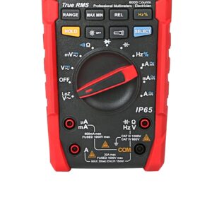 UNI-T UT195E Industrial Digital Multimeter (IP65, 2M Drop Test) True RMS 6000 Counts AC DC Voltage Current LOZ ACV Resistance Capacitance Frequency Duty Cycle Diode Continuity Test Auto/Manual Range