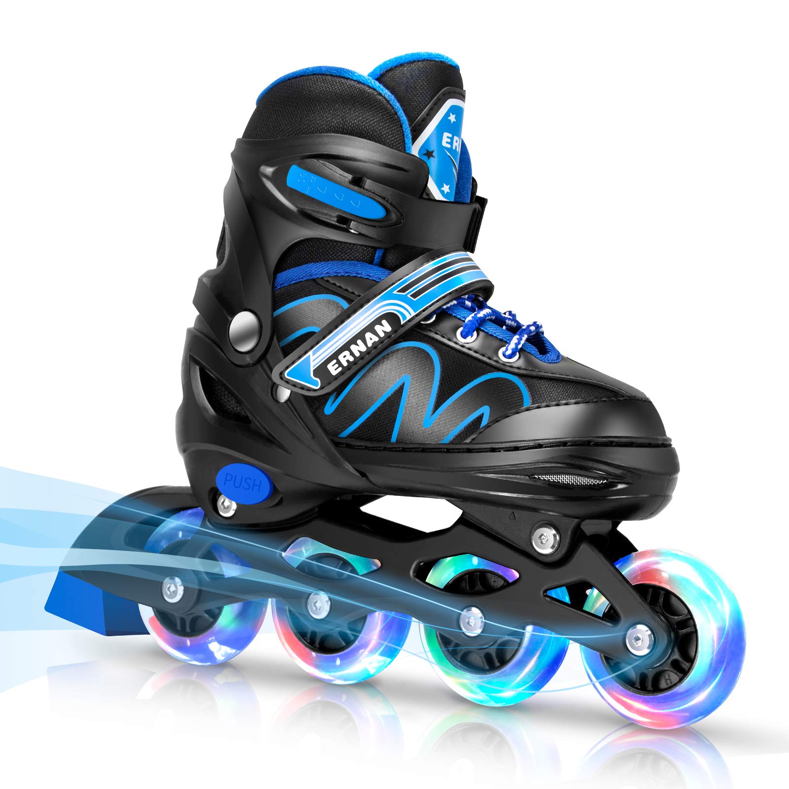 ERNAN Inline Roller Skates,Adjustable Inline Skate for Kids and Adults with Full Light Up Wheels,Outdoor Roller Blades for Boys and Girls, Men and Women (Blue)