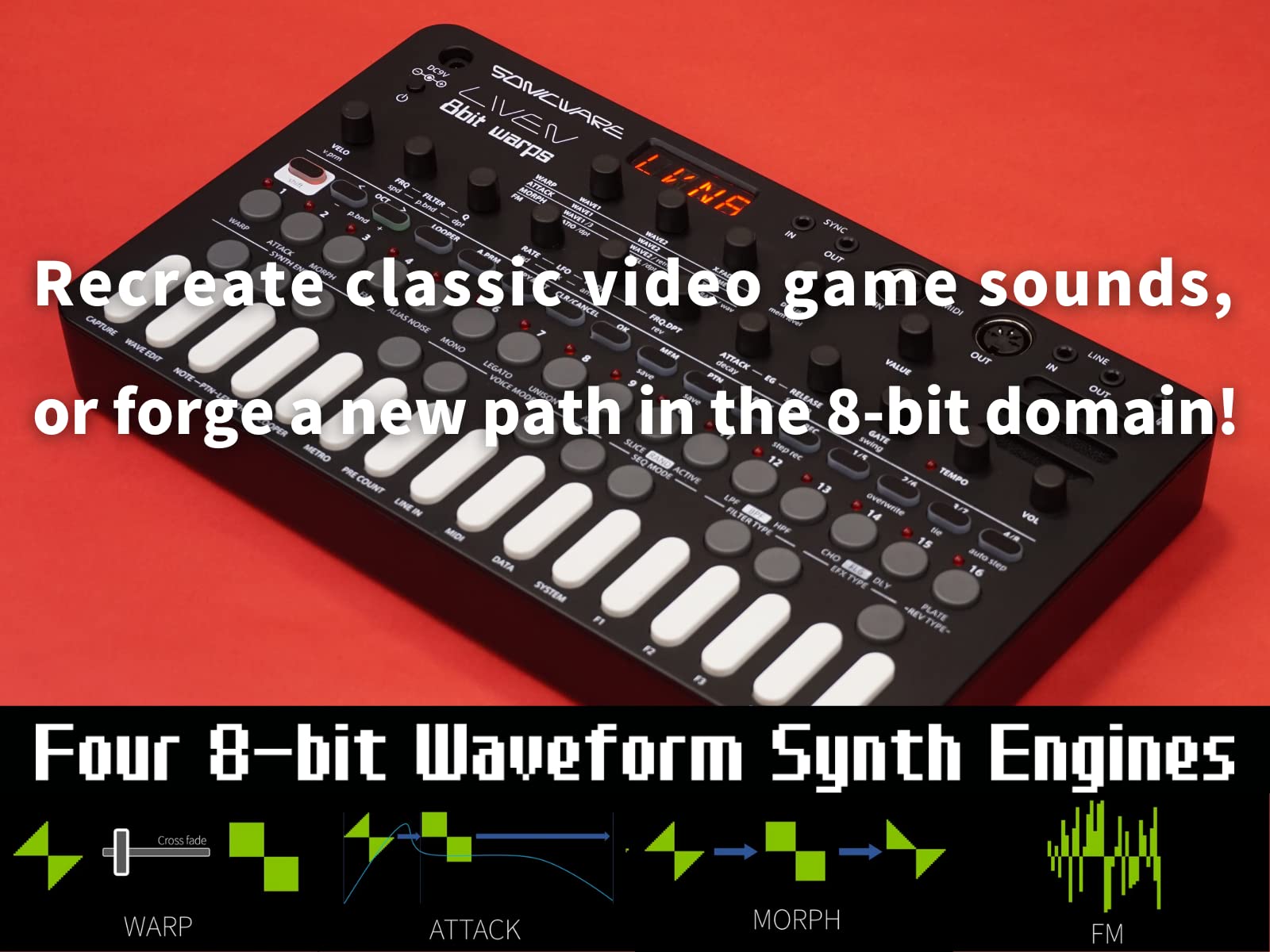 Sonicware Liven 8bit warps [8-bit Synthesizer Groove Box] 4-track looper fearture