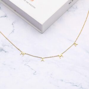 RWQIAN Gold Mama Necklace for Women Mama Pendant Necklace Gifts for New Mom,Mom To Be Necklace Gift for First Mother's Day Mom's Birthday Expecting Mom Gifts