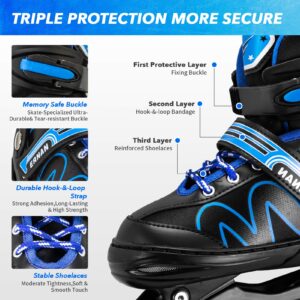 ERNAN Inline Roller Skates,Adjustable Inline Skate for Kids and Adults with Full Light Up Wheels,Outdoor Roller Blades for Boys and Girls, Men and Women (Blue)