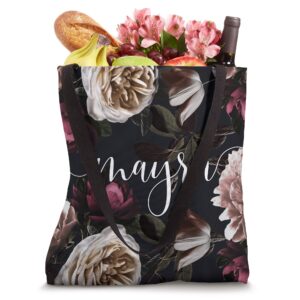 Mayra - Elegant Floral Rose & Peony Personalized Name Tote Bag