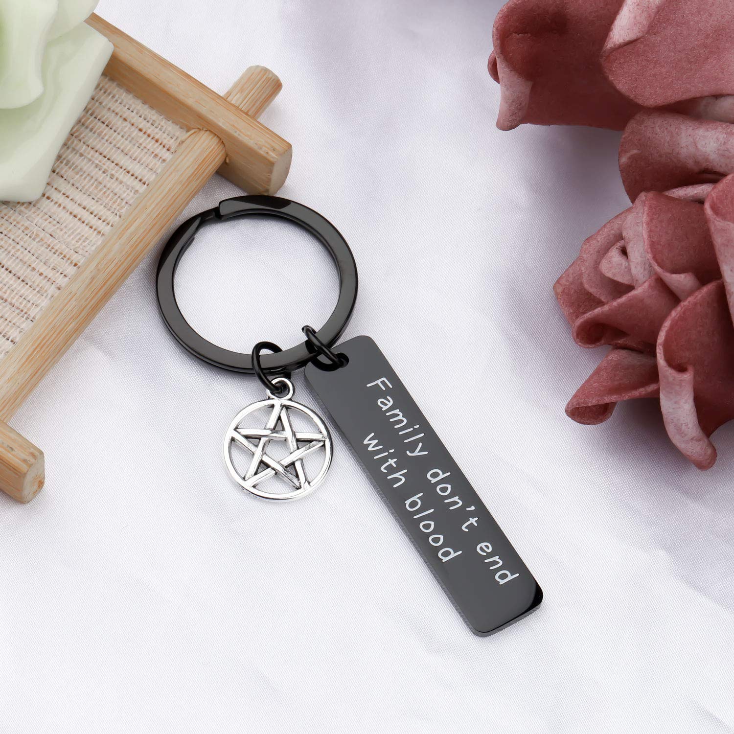 TGBJE Family Don't End with Blood Best Friend Keychain SPN Jewelry Movie Inspired Gift Movie Fans Gift (BL End with Blood)