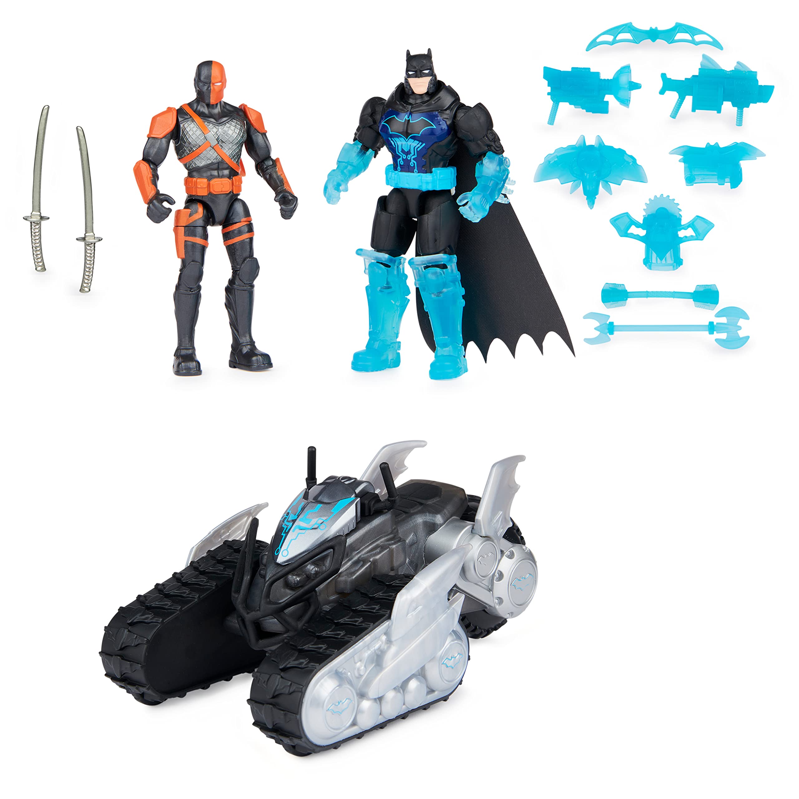 DC Comics Batman Bat-Tech Crawler with 4-inch Exclusive Deathstroke and Batman Action Figures, Includes 12 Accessories, Kids Toys for Boys Ages 3 and Up