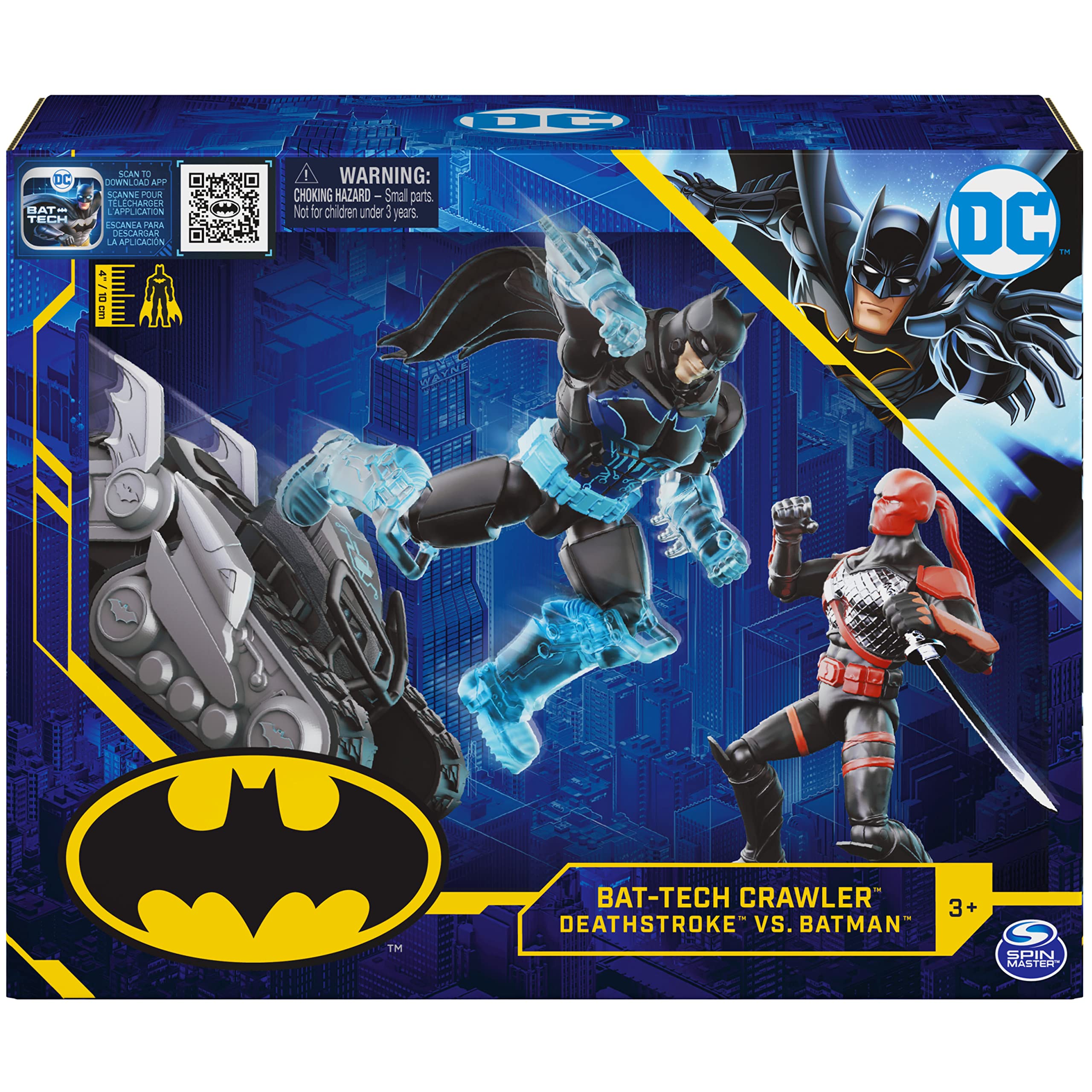 DC Comics Batman Bat-Tech Crawler with 4-inch Exclusive Deathstroke and Batman Action Figures, Includes 12 Accessories, Kids Toys for Boys Ages 3 and Up