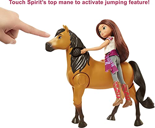 Mattel Spirit Untamed Lucky Doll & Spirit Horse Figure, Ride Together Playset & 2 Accessories, Doll "Jumps" & "Rides" on Walking Horse