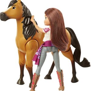 Mattel Spirit Untamed Lucky Doll & Spirit Horse Figure, Ride Together Playset & 2 Accessories, Doll "Jumps" & "Rides" on Walking Horse