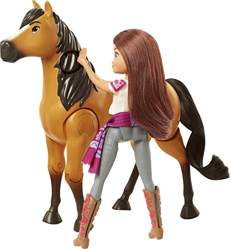 Mattel Spirit Untamed Lucky Doll & Spirit Horse Figure, Ride Together Playset & 2 Accessories, Doll "Jumps" & "Rides" on Walking Horse