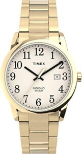 timex men's easy reader 38mm watch – gold-tone case cream dial with gold-tone stainless steel bracelet