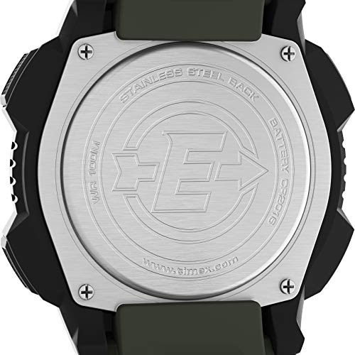 Timex Men's Expedition Base Shock 45mm Watch – Black Resin Case Green Resin Strap