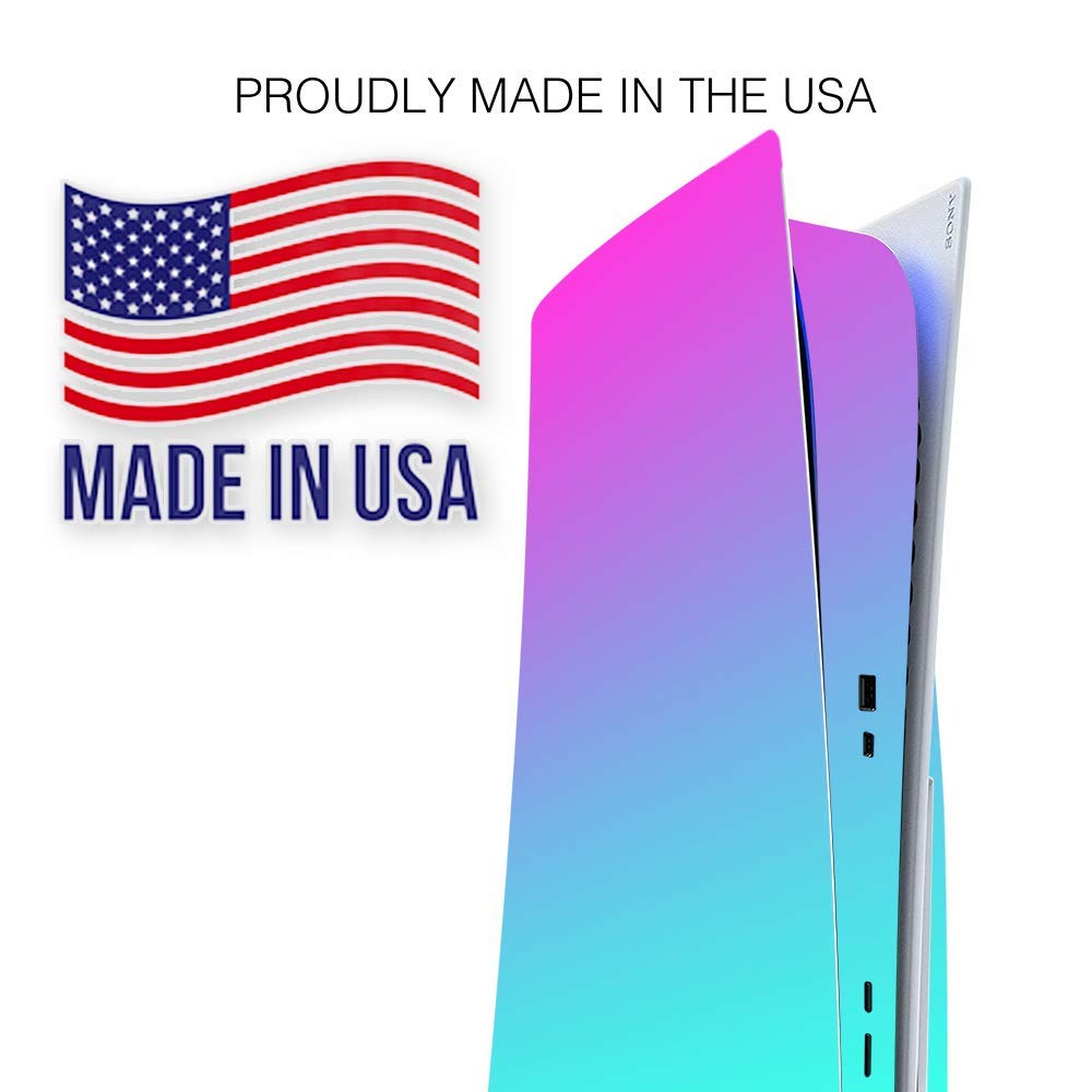 ITS A Skin Skins Compatible with Sony Playstation 5 Console Disc Edition - Protective Decal Overlay Stickers wrap Cover - Hombre Pink Purple Teal Gradient