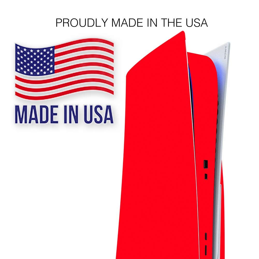 ITS A Skin Skins Compatible with Sony Playstation 5 Console Disc Edition - Protective Decal Overlay Stickers wrap Cover - Solid Red Color