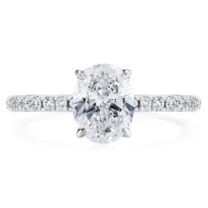 Bo.Dream 2ct Oval Cut Cubic Zirconia CZ Engagement Ring Rhodium Plated Sterling Silver Size 7