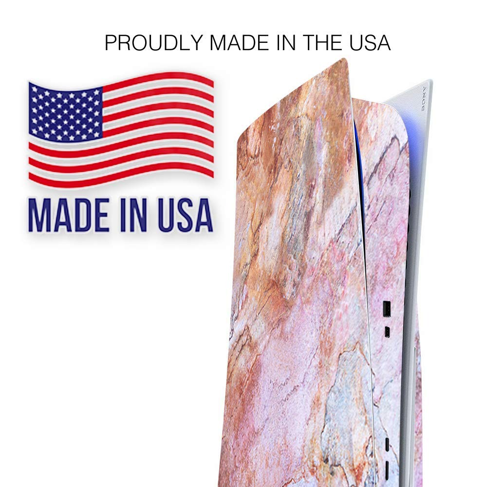 ITS A Skin Skins Compatible with Sony Playstation 5 Console Disc Edition - Protective Decal Overlay Stickers wrap Cover - Rose Peach Pink Marble Pattern