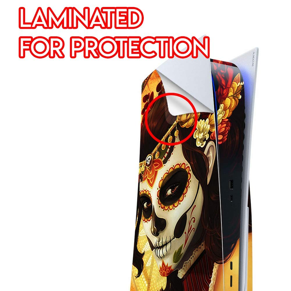 ITS A Skin Skins Compatible with Sony Playstation 5 Console Disc Edition - Protective Decal Overlay Stickers wrap Cover - Skull Girl Dia de Los Muertos Paint