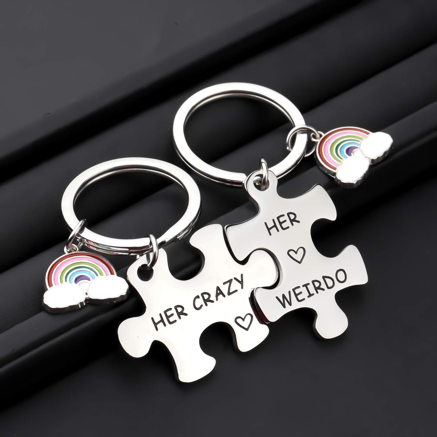 FAADBUK Her Crazy Her Weirdo (Lesbian Couple Keychain)