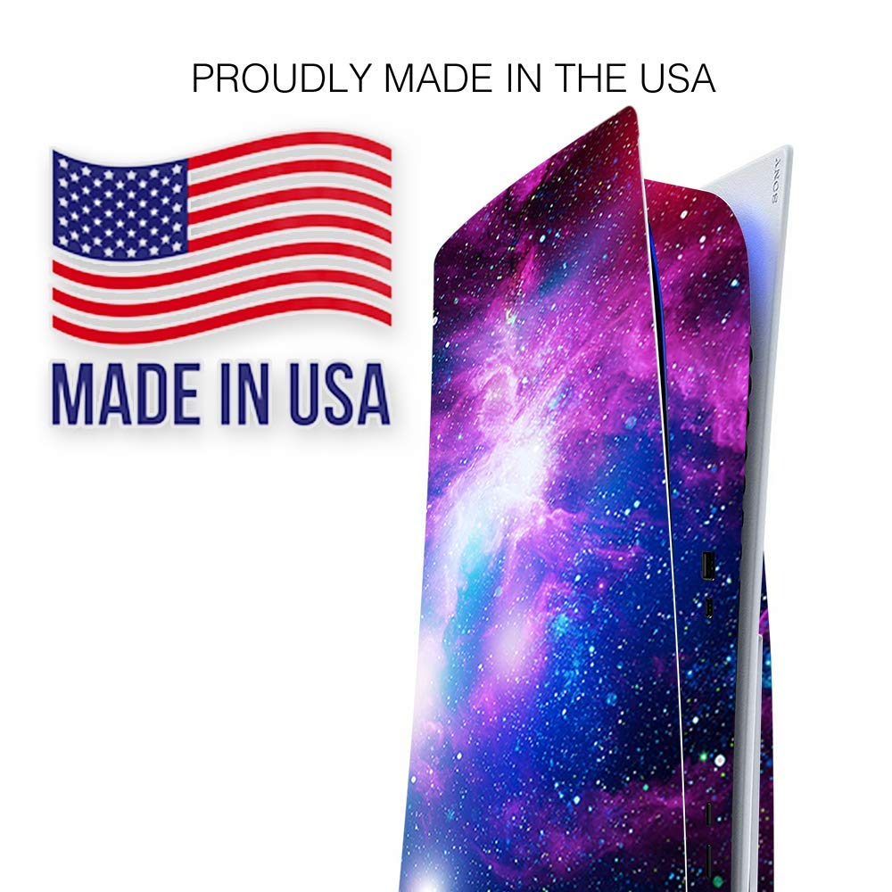 ITS A Skin Skins Compatible with Sony Playstation 5 Console Disc Edition - Protective Decal Overlay Stickers wrap Cover - Stars Galaxy red Blue Purple Gasses