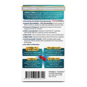 LABO Nutrition Perfect Krill 1000 mg, Pure Ultra Strength Antarctic Krill Oil with Omega-3s, EPA, DHA, Phospholipids, Choline & Astaxanthin, Heart, Joint, Brain Support Supplement, 60 softgels