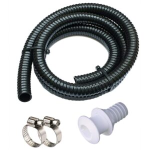 maxzone bilge pump installation kit bilge pump hose 1-1/8-inch dia plumbing kit | 6 ft premium quality kink-free flexible pvc hose | includes 2 hose clamps and thru-hull fitting