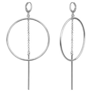 Silver Plated Dangle Hoop Earrings for Women, Cute Earrings with Dangly Bar Valentines Day Jewelry Gifts for Women Girls