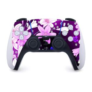 ITS A Skin Skins Compatible with Sony Playstation 5 Console Disc Edition - Protective Decal Overlay Stickers wrap Cover - Purple Pink Colorful Flowers Lillies