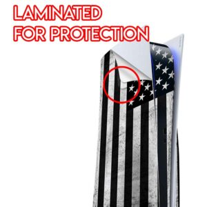 ITS A SKIN Skins Compatible with Sony Playstation 5 Console Disc Edition - Protective Decal Overlay stickers wrap cover - Black White Grunge Flag USA America