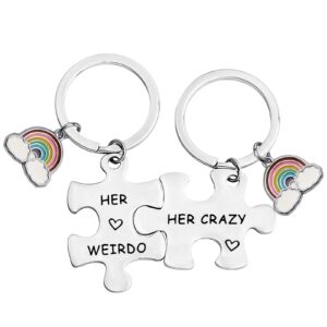 faadbuk her crazy her weirdo (lesbian couple keychain)