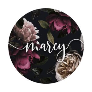 Marcy - Elegant Floral Rose & Peony Personalized Name PopSockets PopGrip: Swappable Grip for Phones & Tablets