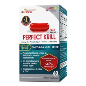 LABO Nutrition Perfect Krill 1000 mg, Pure Ultra Strength Antarctic Krill Oil with Omega-3s, EPA, DHA, Phospholipids, Choline & Astaxanthin, Heart, Joint, Brain Support Supplement, 60 softgels