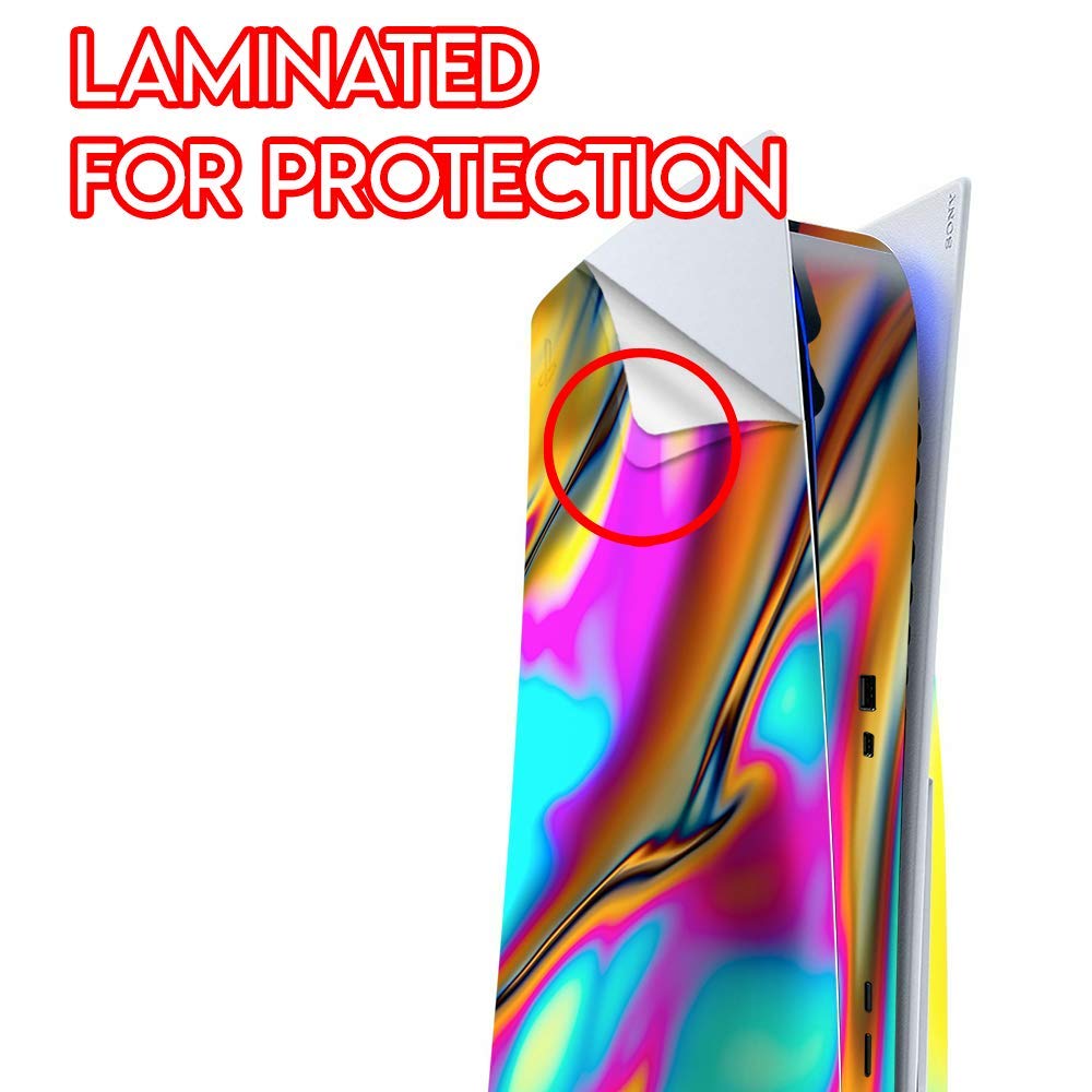 ITS A Skin Skins Compatible with Sony Playstation 5 Console Disc Edition - Protective Decal Overlay Stickers wrap Cover - Oil Slick Resin Iridium Glass Colors