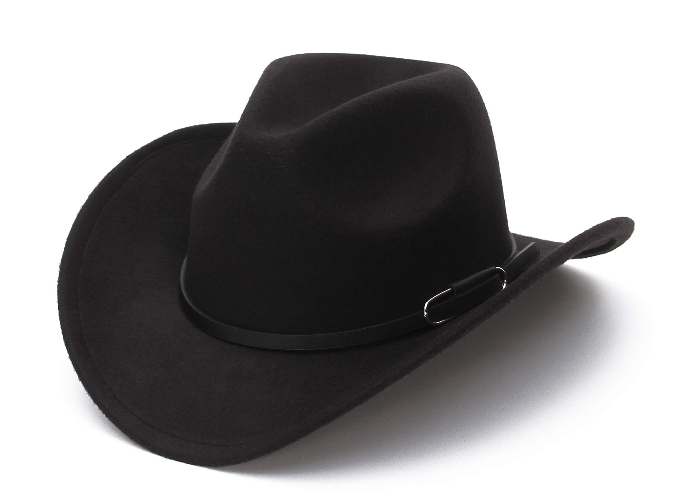 GEMVIE Cowboy Hat for Men Women Classic Roll Up Brim Fedora Cowgirl Hat Western Cowboy Hat with Belt Black