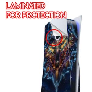 ITS A Skin Skins Compatible with Sony Playstation 5 Console Disc Edition - Protective Decal Overlay Stickers wrap Cover - Wolf Dreamcatcher Color