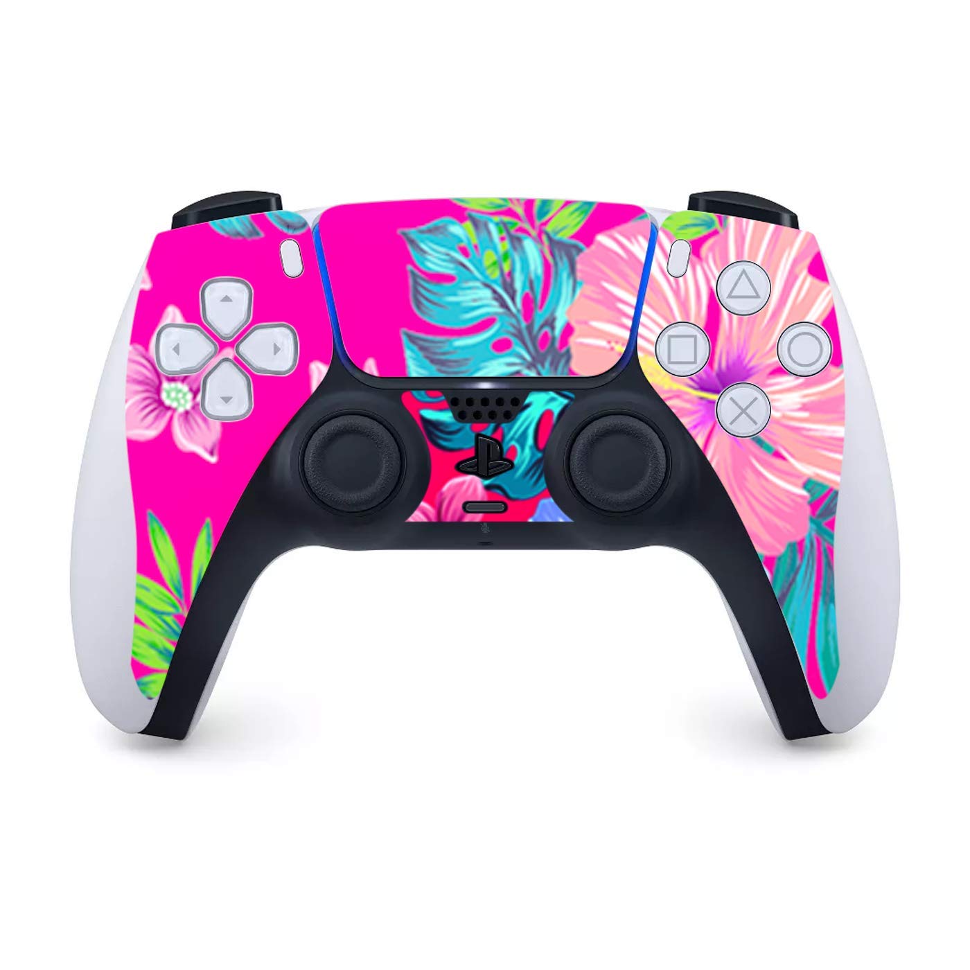 ITS A Skin Skins Compatible with Sony Playstation 5 Console Disc Edition - Protective Decal Overlay Stickers wrap Cover - Pink Neon Hibiscus Flowers