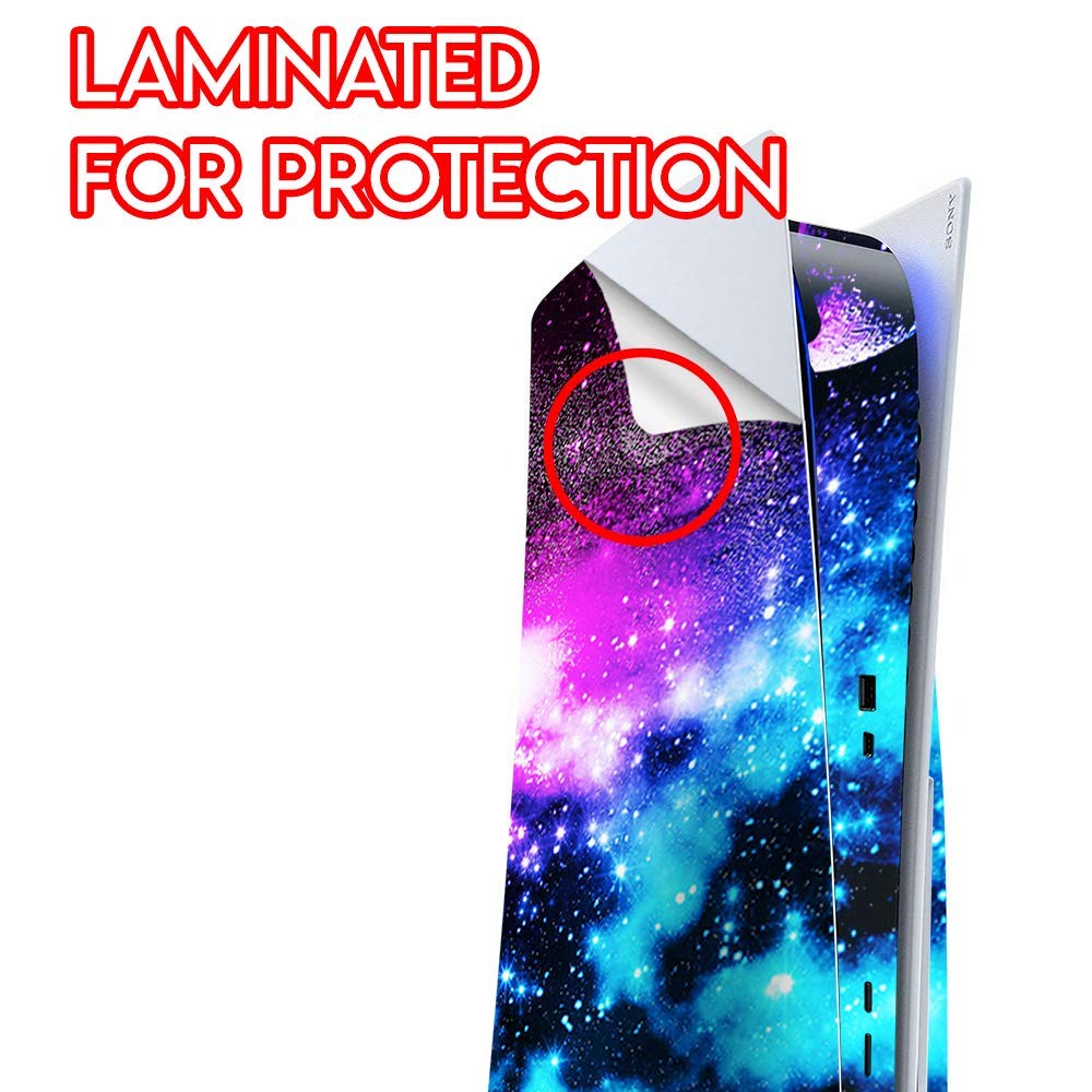 ITS A Skin Skins Compatible with Sony Playstation 5 Console Disc Edition - Protective Decal Overlay Stickers wrap Cover - Galaxy Fluorescent