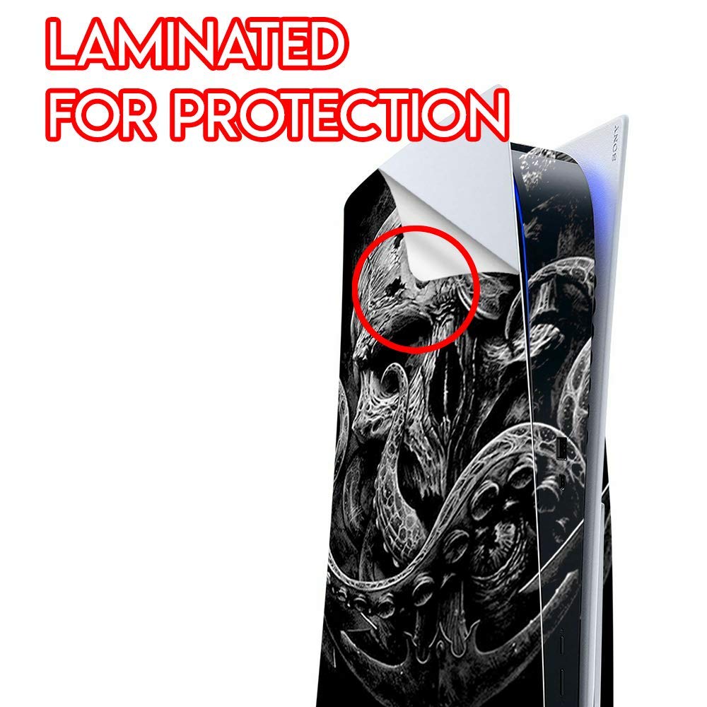 ITS A Skin Skins Compatible with Sony Playstation 5 Console Disc Edition - Protective Decal Overlay Stickers wrap Cover - Skull Anchor Octopus Under Sea