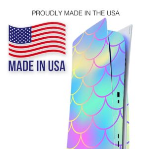 ITS A Skin Skins Compatible with Sony Playstation 5 Console Disc Edition - Protective Decal Overlay Stickers wrap Cover - Pastel Colorful Mermaid Scales