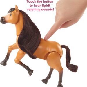 Mattel Spirit Untamed Toy Horse & Accessories Playset, Forever Free Spirit (Approx. 8-inch) with Neighing Sounds, Long Mane & Tail Hair, Brush, Hay Bale & Apple Snack