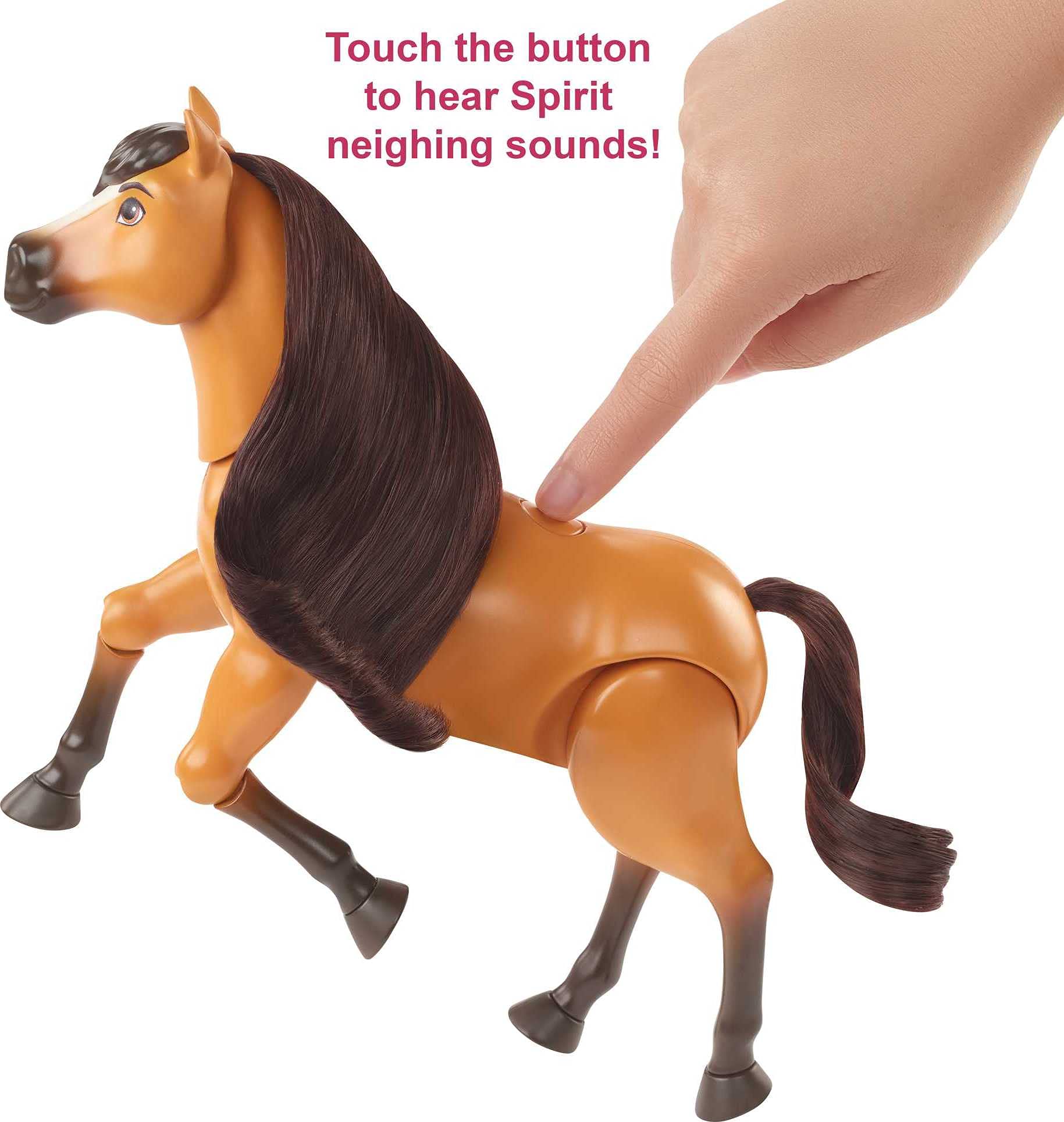 Mattel Spirit Untamed Toy Horse & Accessories Playset, Forever Free Spirit (Approx. 8-inch) with Neighing Sounds, Long Mane & Tail Hair, Brush, Hay Bale & Apple Snack